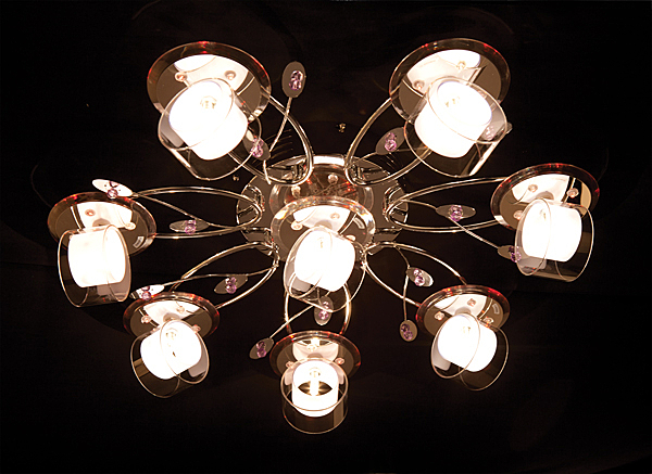 Потолочная люстра 4990 4990/8 хром/синий+красный+фиолетовый