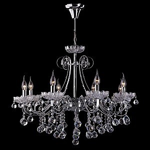 Подвесная люстра 3321 3321/8 хром/прозрачный хрусталь Strotskis
