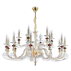 Подвесная люстра Crystal Lux CATARINA SP12+6 GOLD/TRANSPARENT-COGNAC