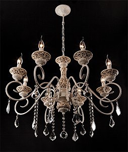 Подвесная люстра 3160 3160/8 белый с золотом/прозрачный хрусталь Strotskis