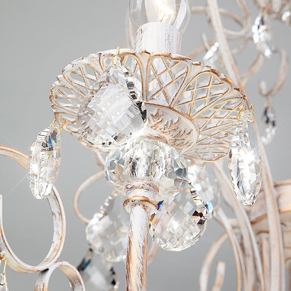 Подвесная люстра Alda 3305/12 белый с золотом/прозрачный хрусталь Strotskis