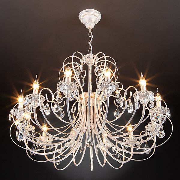Подвесная люстра Alda 3305/12 белый с золотом/прозрачный хрусталь Strotskis