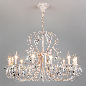 Подвесная люстра Alda 3305/12 белый с золотом/прозрачный хрусталь Strotskis