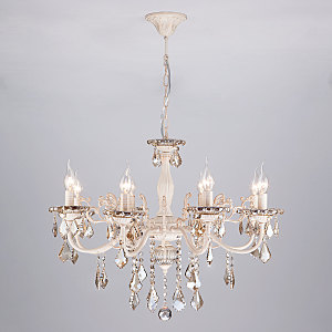 Подвесная люстра Elisha 3281/8 белый с золотом/тонированный хрусталь Strotskis