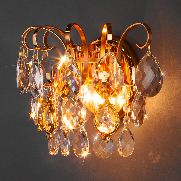 Настенное бра Crystal 10081/2 золото/прозрачный хрусталь Strotskis
