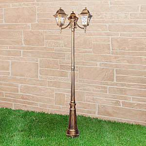 Столб фонарный уличный Altair Altair F/3 черное золото