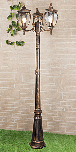Столб фонарный уличный Andromeda Andromeda F/3 (GLYF-8024F/3) черное золото