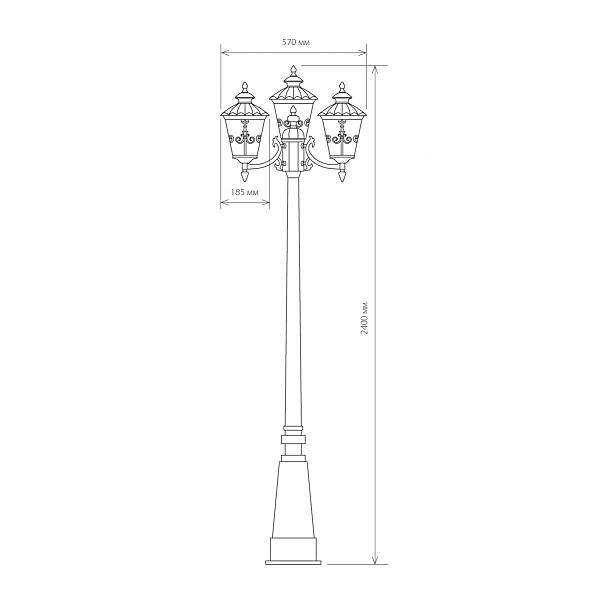 Столб фонарный уличный Diadema Diadema F/3 (GLYF-8046F/3) черное золото