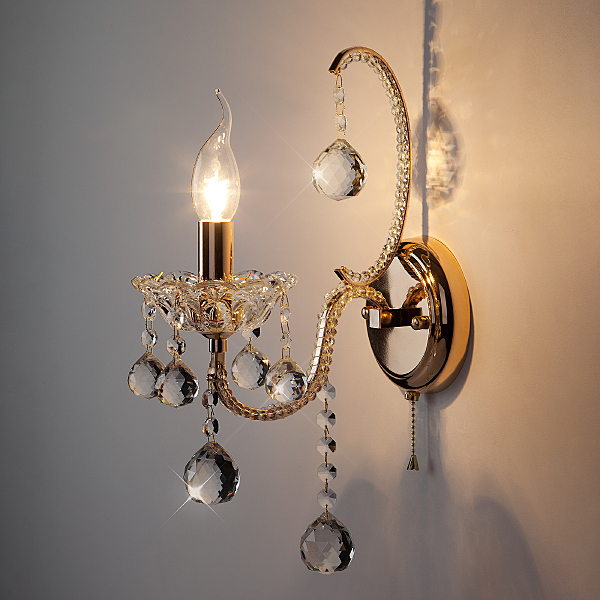 Настенное бра Ariella 10044/1 золото/прозрачный хрусталь Strotskis