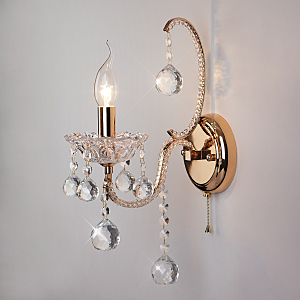 Настенное бра Ariella 10044/1 золото/прозрачный хрусталь Strotskis